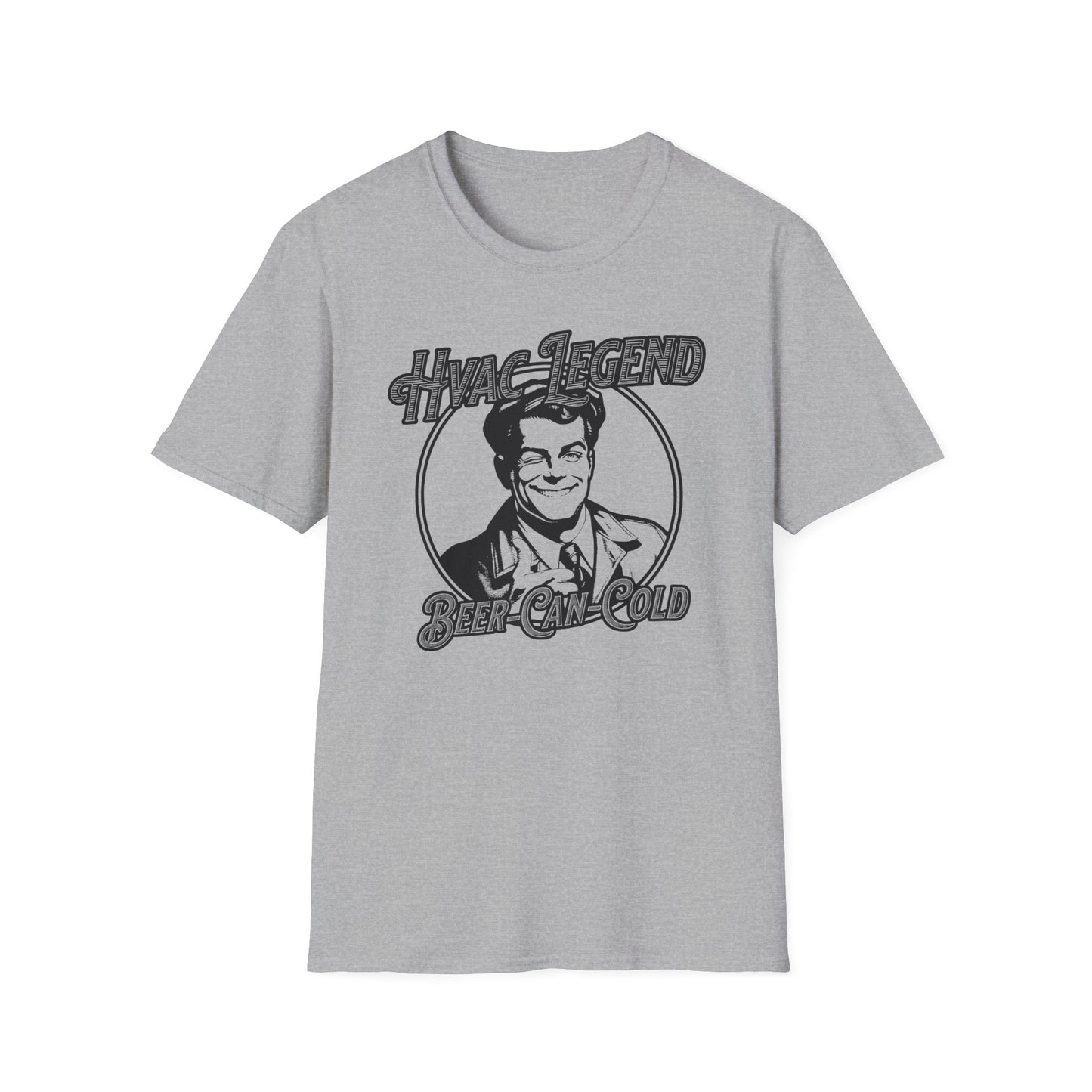 Gray t-shirt with black graphic and 'HVAC Legend' text on a white background