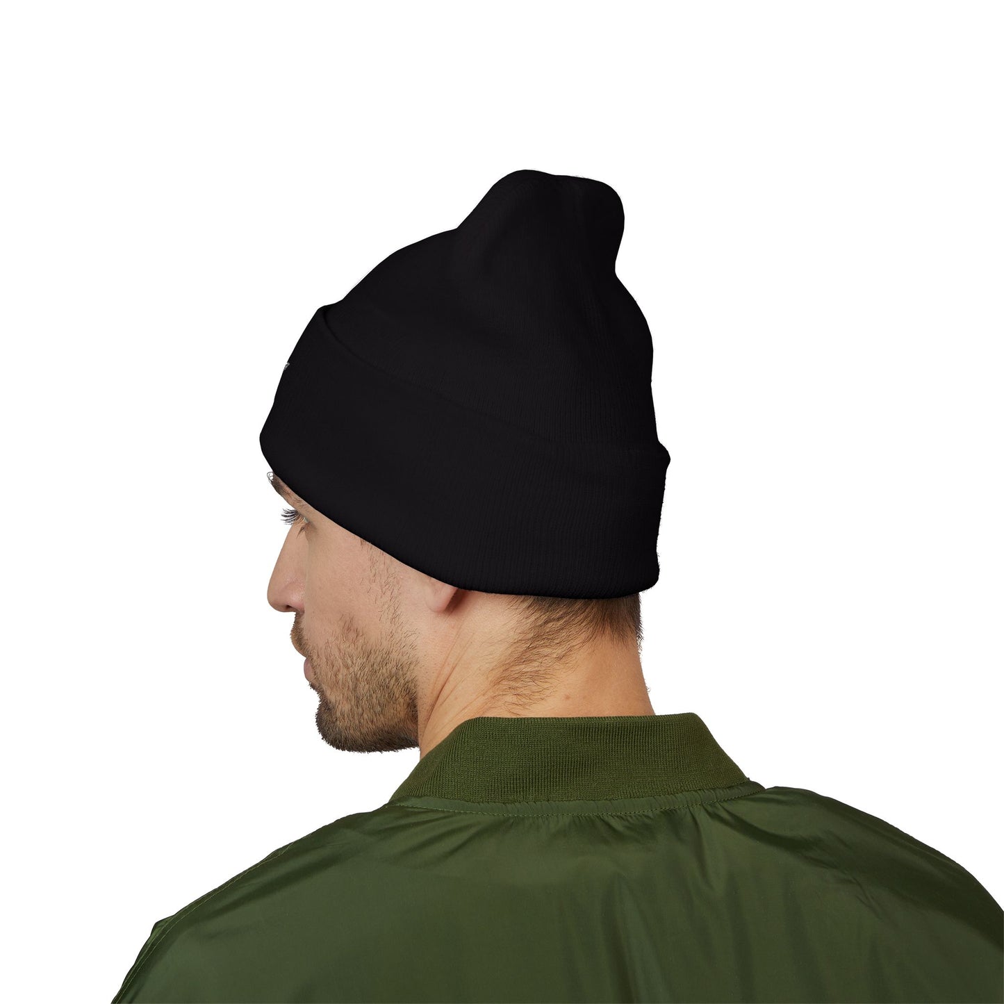 Person wearing a black beanie