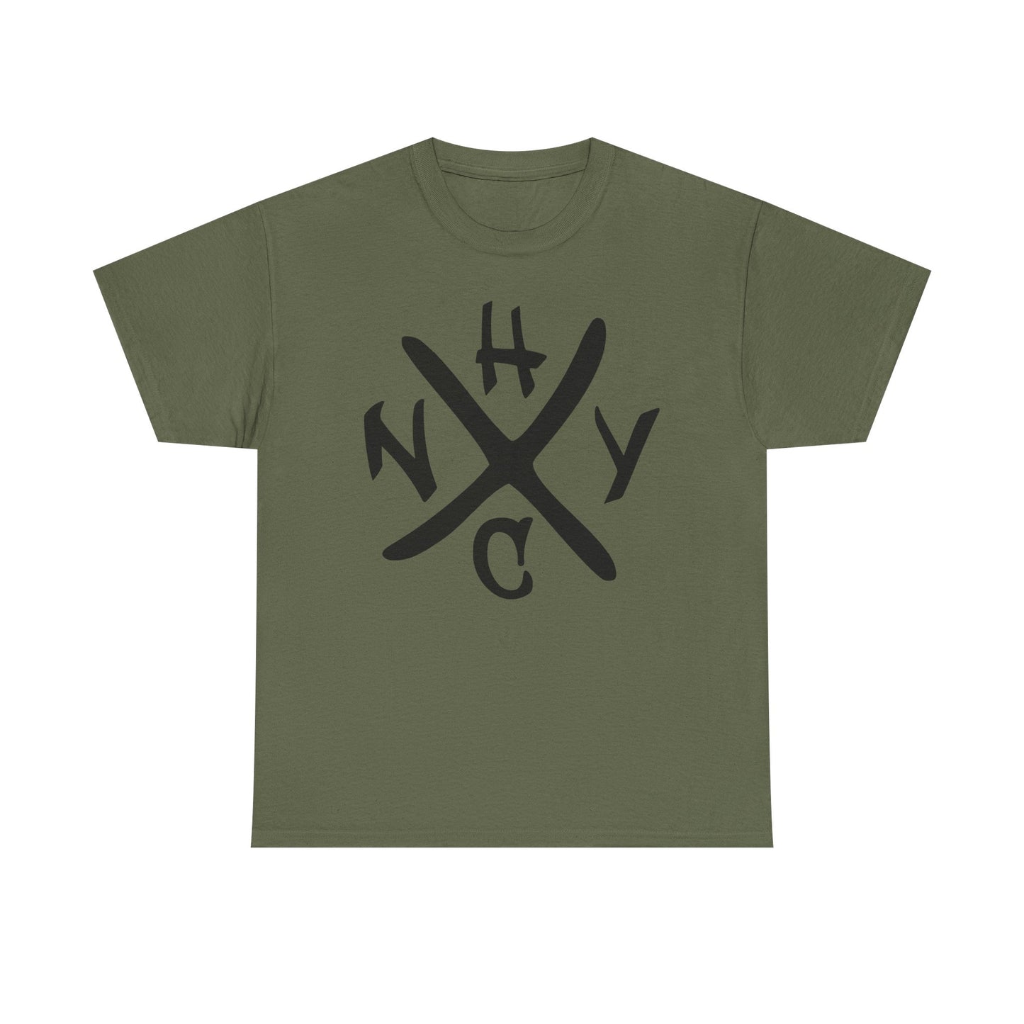 Green t-shirt with black NYHC logo on a white background