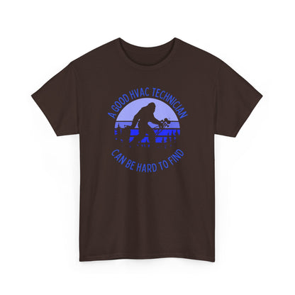 Brown t-shirt with blue graphic and text on a white background