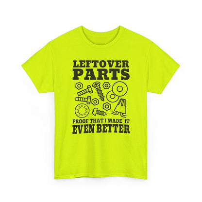 Bright yellow t-shirt with black text and graphics on a white background