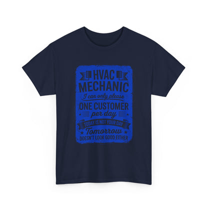 Navy blue HVAC Mechanic t-shirt with blue text on a white background