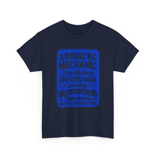 Navy blue HVAC Mechanic t-shirt with blue text on a white background