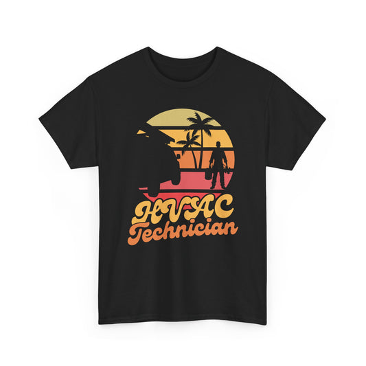 Black t-shirt with 'HVAC Technician' graphic design on a white background