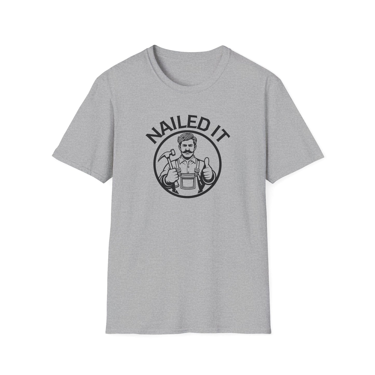 Gray t-shirt with 'NAILED IT' graphic on a white background
