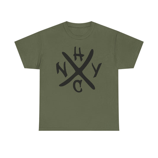Green t-shirt with black NYHC logo on a white background